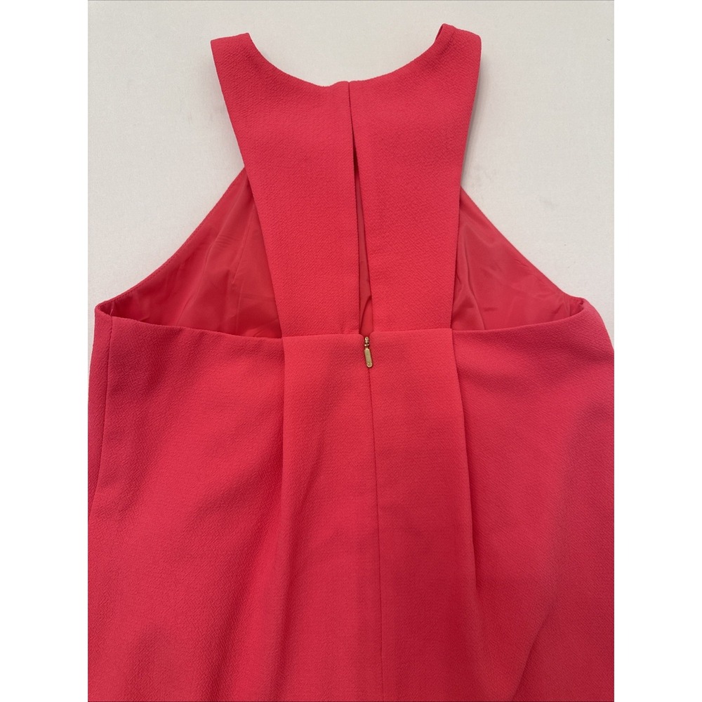 Trina Turk Felisha Halter Dress Sz 4 Pink Coral Pleated Shift Wedding Guest - Picture 7 of 12